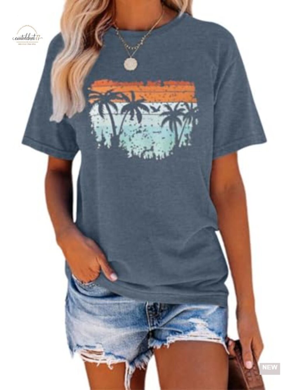 Women's Retro Graphic Tee Short Sleeve Crew Neck Cotton Blend
